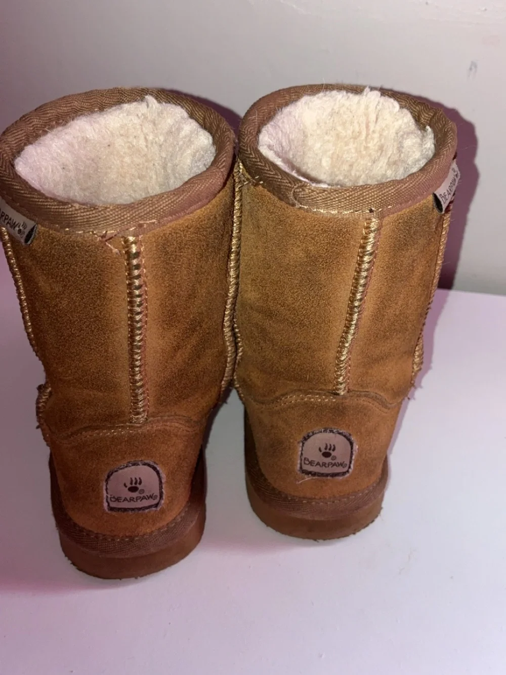 BearPaw Kids Chestnut Brown Shearling-Lined Suede Boots
